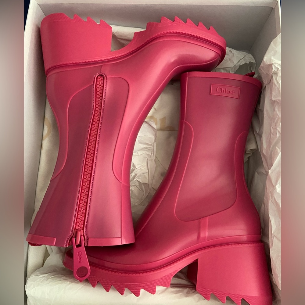 Chloé Hot Pink Platform Ankle Boots
